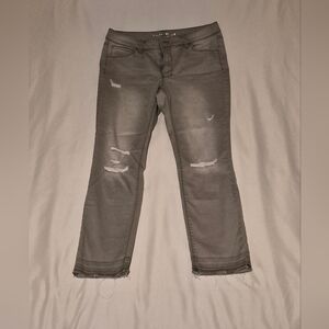 White House Black Market Gray Distressed Cropped Skinny Jeans Size 12
